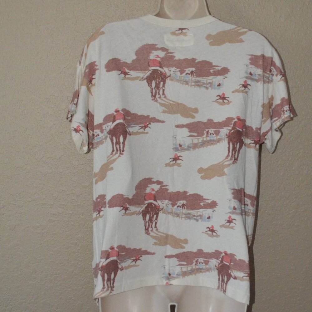 NWT $145 Sz 1 S The Great The Boxy Crew Tee Riding Horses Print T-Shirt - Picture 5 of 6